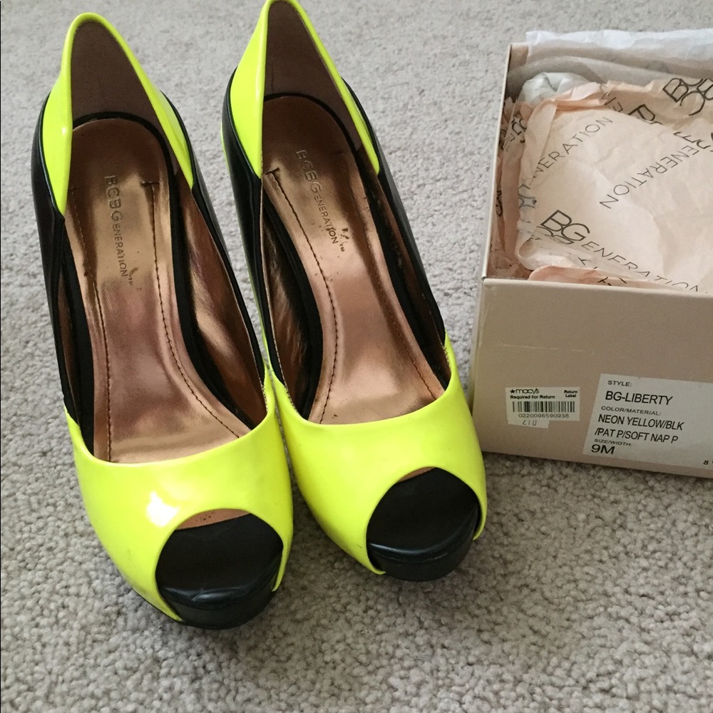 BCBG Yellow and Black High Heels